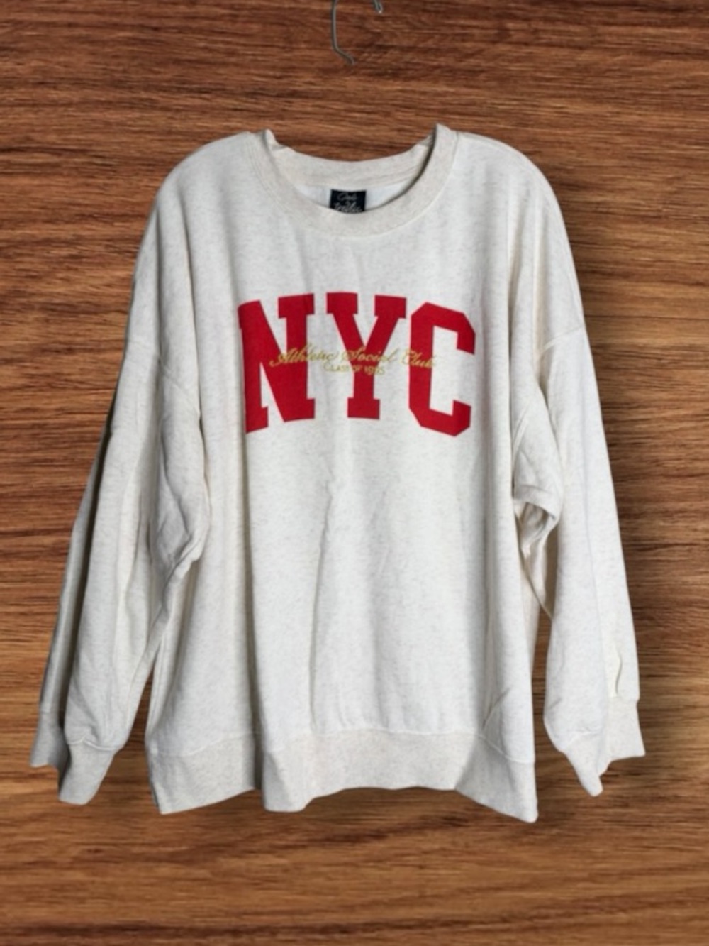 Oak & Trellis NYC Athletic Social Club Sweatshirt 1X Cream Red Oversized